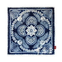 Bumingtang tie-dye square tablecloth traditional handmade tie-dye plant blue dye 90*90CM ethnic style craft gift