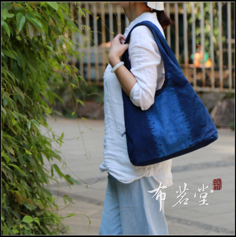 Cloth Mingtang handmade tie-dyed monk bag Cloth bag Tie-dyed shoulder bag Large bag large capacity unisex