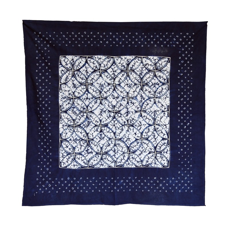 Bu Ming Tang Tie-dye square tablecloth traditional handmade tie-dye plant blue dye 110*110CM ethnic style craft gift