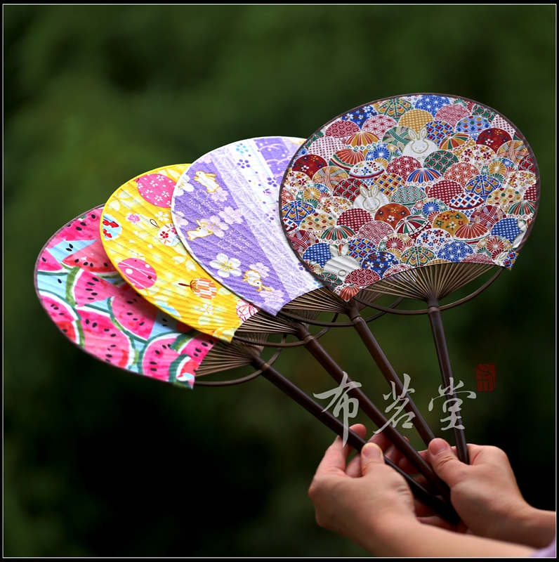 BU Mingtang Japanese style fan with Japanese style flower cloth exported to Japan with double-sided pattern of cloth fan