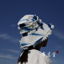 Cloth Drinking Hall Zdyeing Beggar Hat Hair Side Hat Collared Cloth Cap Blue Dye Fisherman Hat Pure Cotton