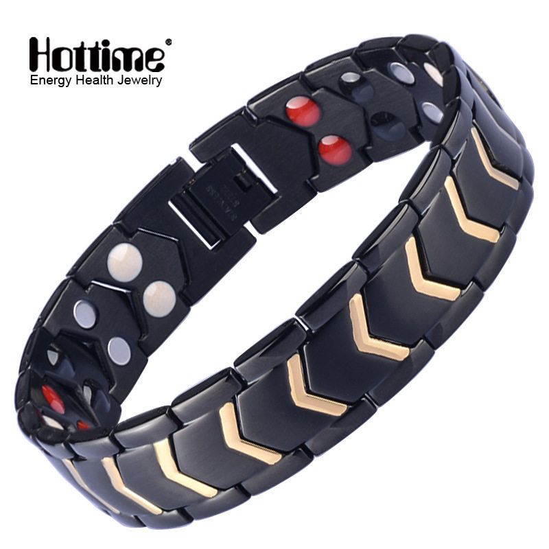 Korean fashion jewelry titanium steel magnet bracelet black male germanium Stone sports negative ion energy bracelet balance fitness