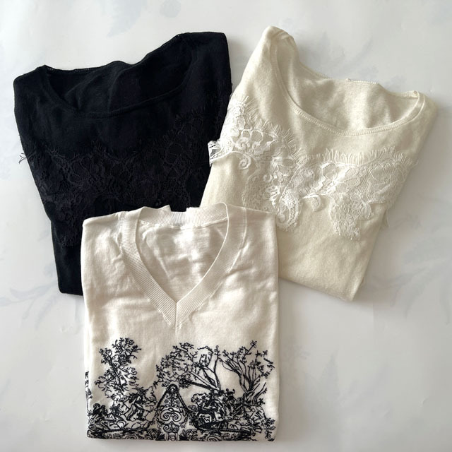 Laosun Black and White Fine-Spun Basalan Cashmere Lace Patchwork Jacquard Long-Sleeve Pullover, Three Styles Laosun Black and White Fine-Spun Basalan Cashmere Lace Patchwork Jacquard Long-Sleeve Pullover, Three Styles