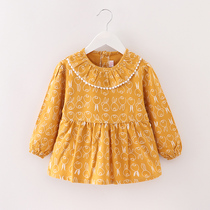 Baby eating coat autumn and winter new cotton grinding anti-dressing long sleeve waterproof girl princess dress childrens apron