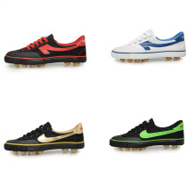 Three ball football shoes for young primary school students wear-resistant bottom rubber nails children men and women broken nails canvas training shoes leather foot surface