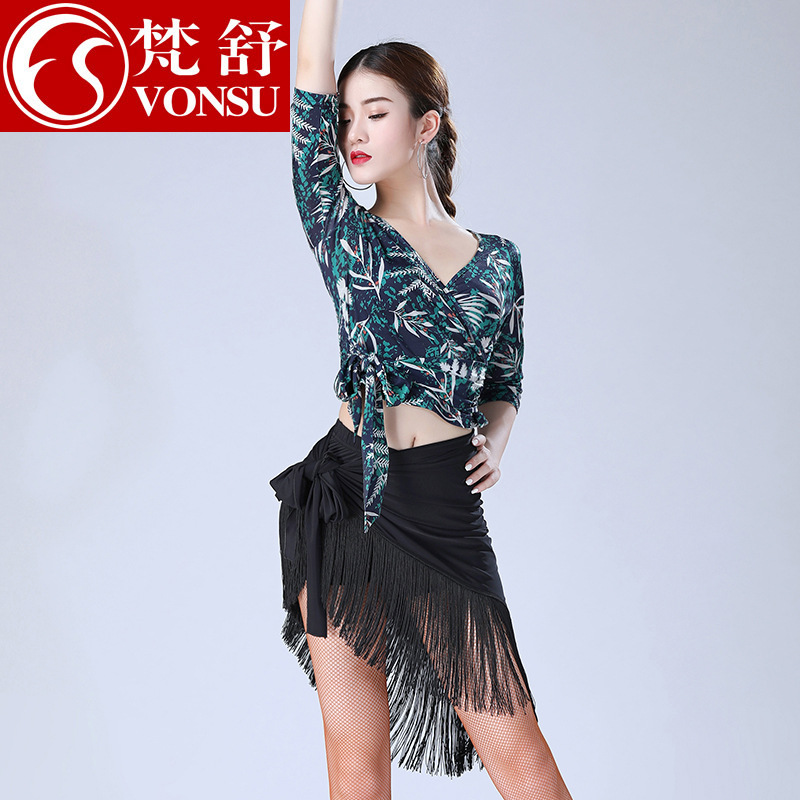 Van Shulladin dance jacket dance suit female adult new dance outfit Summer short sleeve practice Merden women's dress
