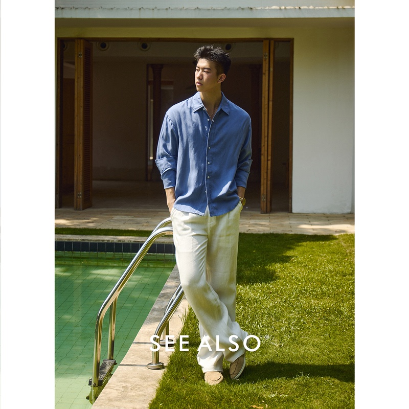 See Also Tencel Linen Long-Sleeved Shirt for Men, Old Money Style Lapel, Business Casual, Lightweight and Breathable Shirt