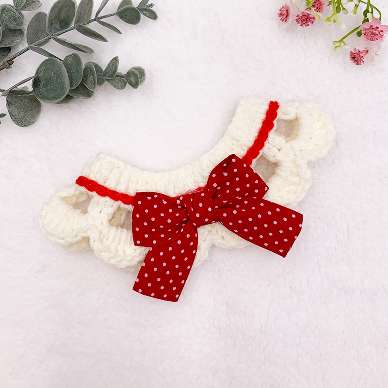 Cat dog New Year bib bib pet collar Teddy British American short cat bib knitted wool red bow tie - Taobao
