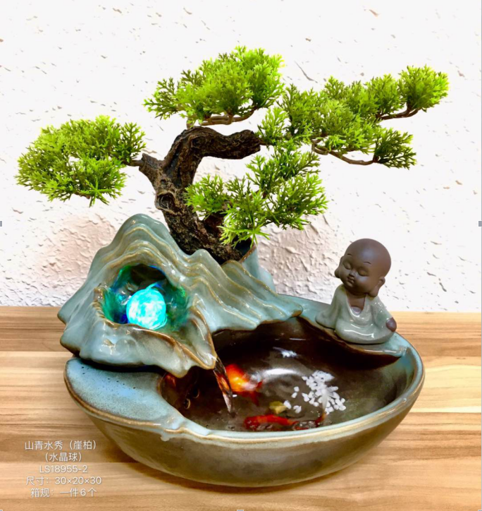 Desktop Fish Fish Fish Fish Fittings Fittings Aromatic Lamps Ceramic Humidifier Circular Water Ecological Fish Bottle