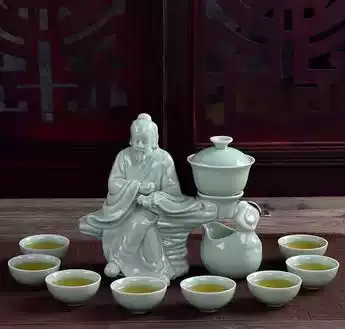 Liangli Pavilion pottery Lu Yu Tea Kung Fu tea set High-end art teapot Running water characteristic teacup