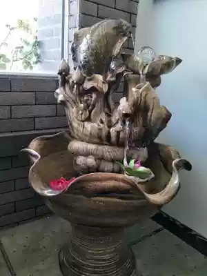 Liangli Pavilion pottery housewarming opening gift large fish tank lucky fish tank fountain flowing water entrance decoration