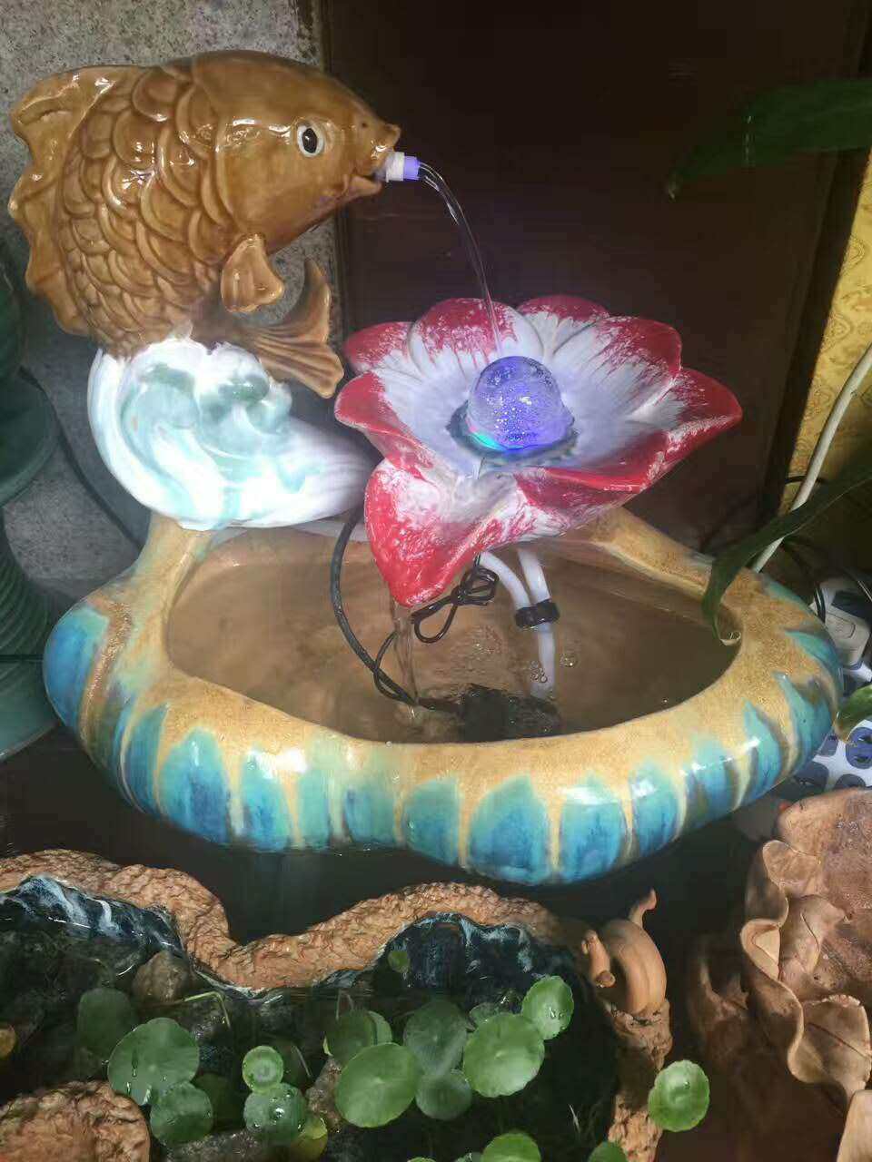 (Beautiful Museum Pottery) Fountain flowing water desktop desktop fish tank small fish tank ceramic art turtle cylinder