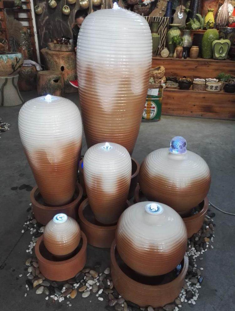 Garden fountain combination Garden flowing water column Fountain flowing water beckons money egg Ceramic flowing water Feng Shui ball Landscaping