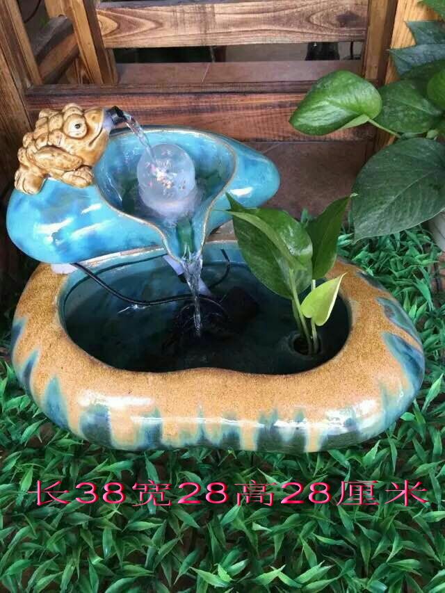 Golden Toad Money Fountain Fish Tank Flowing Water Bonsai Ceramic Fish Tank Long Stone Basin Open Gift Desk