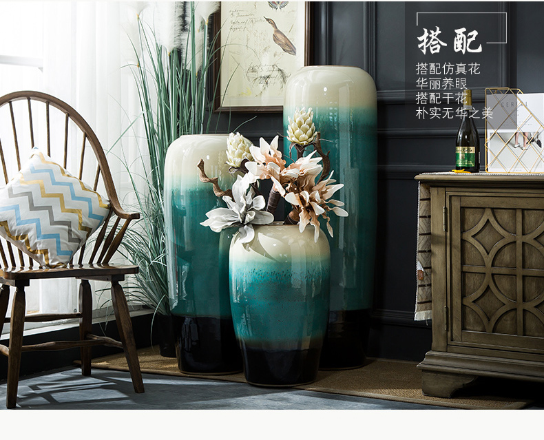 Jingdezhen ceramic vase large landing craft European contracted sitting room porch place flower arranging hotel big vase