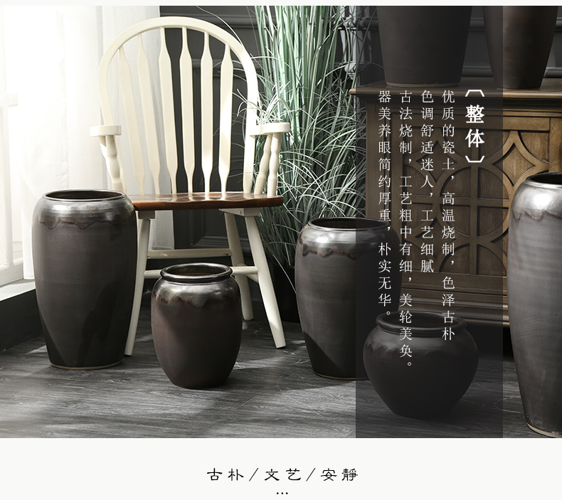 Ceramic vase furnishing articles desktop dried flower arranging flowers hotel large sitting room ground coarse pottery contracted and I adornment