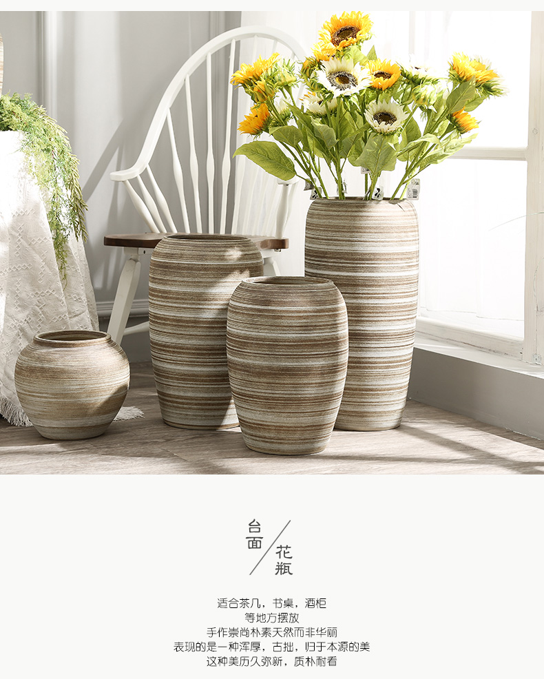 Ground dried flowers large sitting room vase hydroponic flower implement retro rough some ceramic pot home decoration ceramic furnishing articles