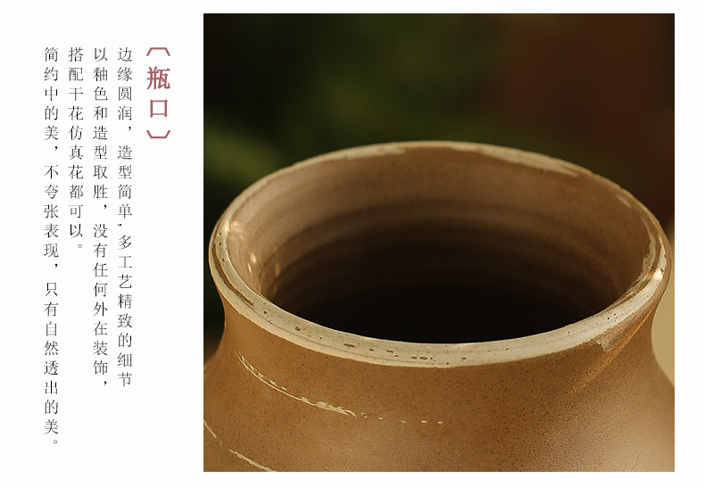 Manual rural ceramic coarse TaoHua machine dry flower arranging flowers furnishing articles zen tea room vases, ceramic flower pot clay POTS