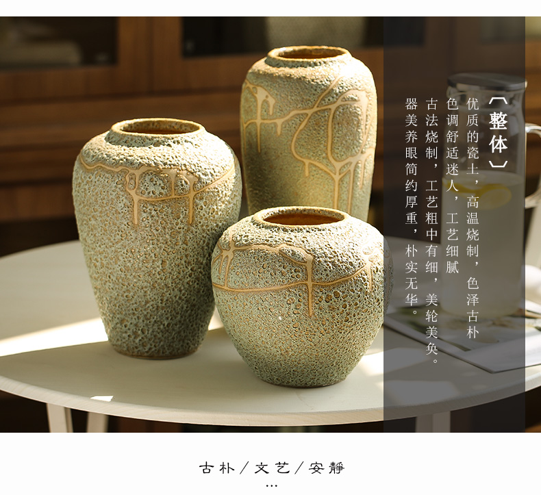 Ceramic vase furnishing articles creative living room coarse pottery flower arranging dried flowers European - style mesa contracted and I tea table decorations