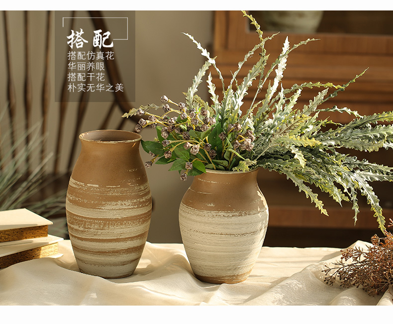 Manual rural ceramic coarse TaoHua machine dry flower arranging flowers furnishing articles zen tea room vases, ceramic flower pot clay POTS