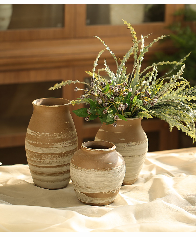 Manual rural ceramic coarse TaoHua machine dry flower arranging flowers furnishing articles zen tea room vases, ceramic flower pot clay POTS