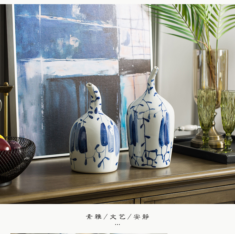 Ceramic vase furnishing articles sitting room furniture put dry flower, contracted and I art decorative flower implement wind blue and white porcelain arts and crafts