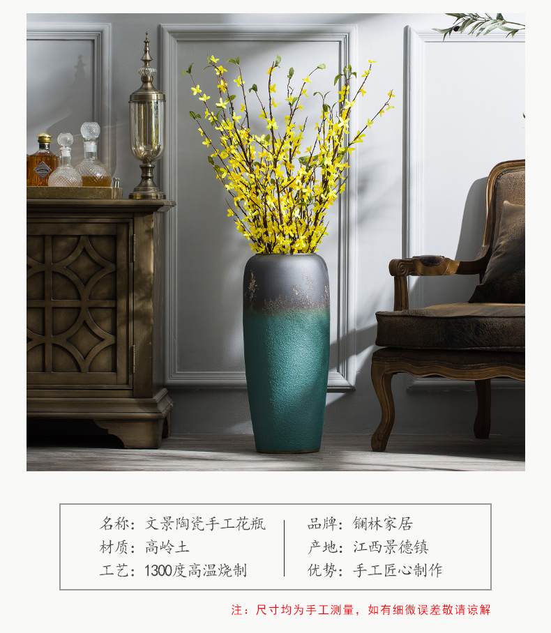 Ceramic vase furnishing articles coarse some Ceramic pot sitting room villa simulation flower arranging flowers large art restores ancient ways the ground adornment