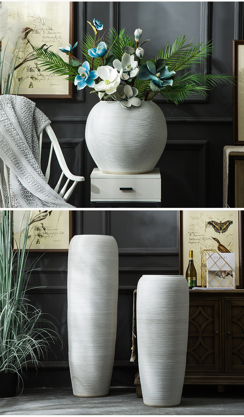 Jingdezhen ceramic large vases, flower arrangement sitting room place I and contracted white checking pottery landing big flower pot