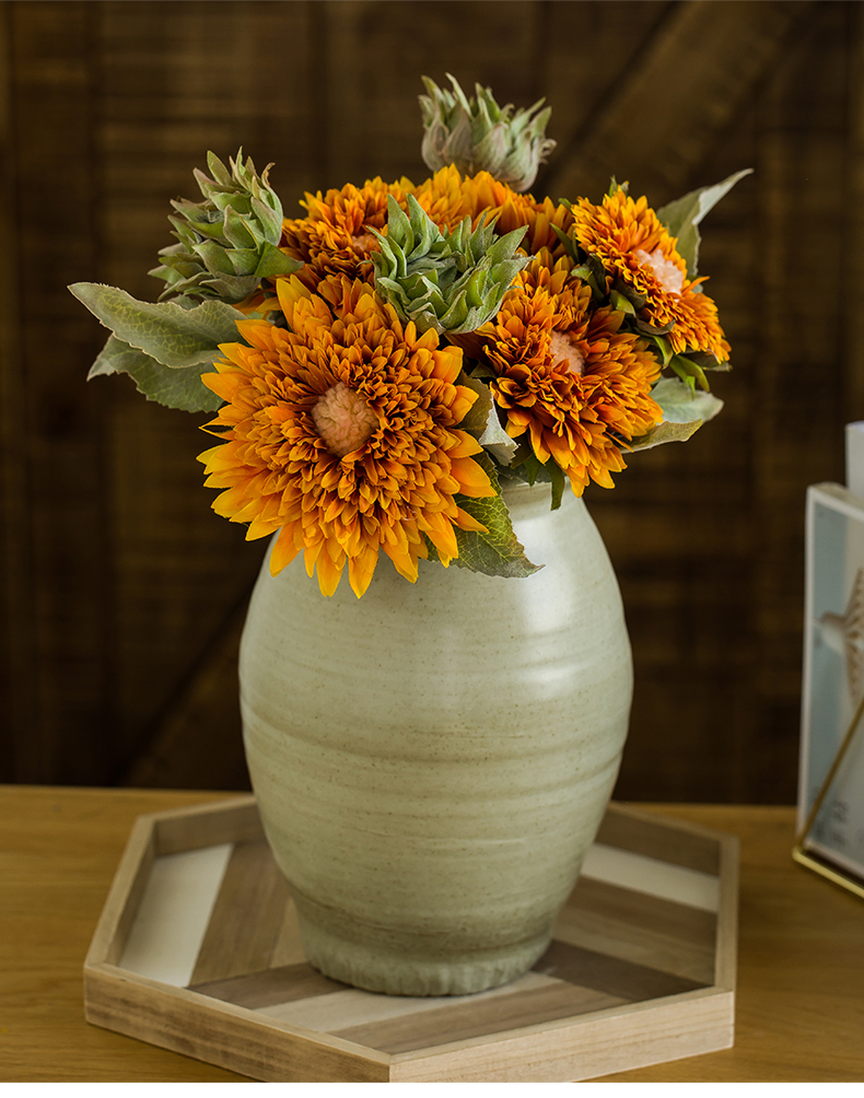 Simulation sunflower sunflower sunflower bouquet vase furnishing articles sitting room table dry flower arranging flowers, artificial flowers, flower art ceramics