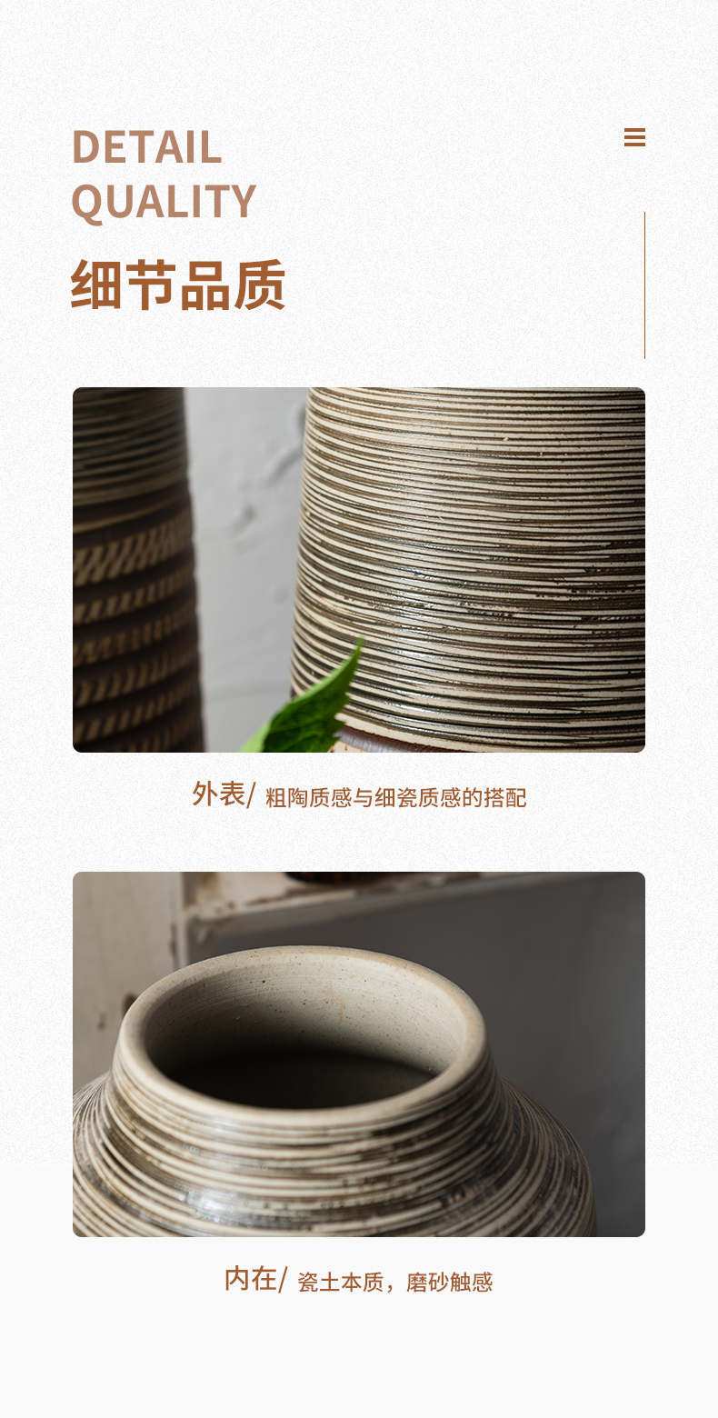 Zen ceramic vase Nordic creative contracted sitting room flower arranging new Chinese style thick some ceramic pot dry flower adornment small place