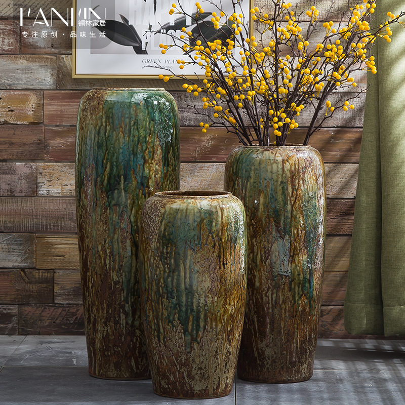 Jingdezhen restoring ancient ways do old ins coarse pottery flower arranging furnishing articles sitting room ground ceramic dried flower vase hydroponic flowers