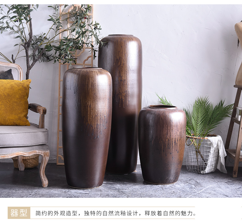 Restoring ancient ways furnishing articles sitting room ground ceramic vase flower arranging dried flower flower bouquet simulation TV ark, sample room decoration