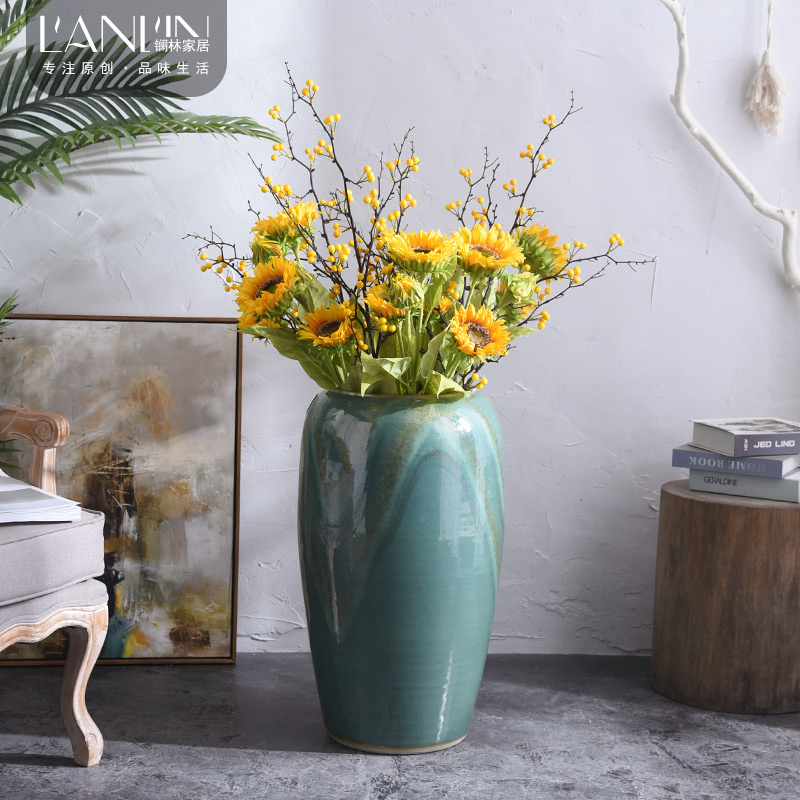 Ground vase Nordic jingdezhen ceramic furnishing articles large sitting room TV ark hotel villa decoration arranging flowers
