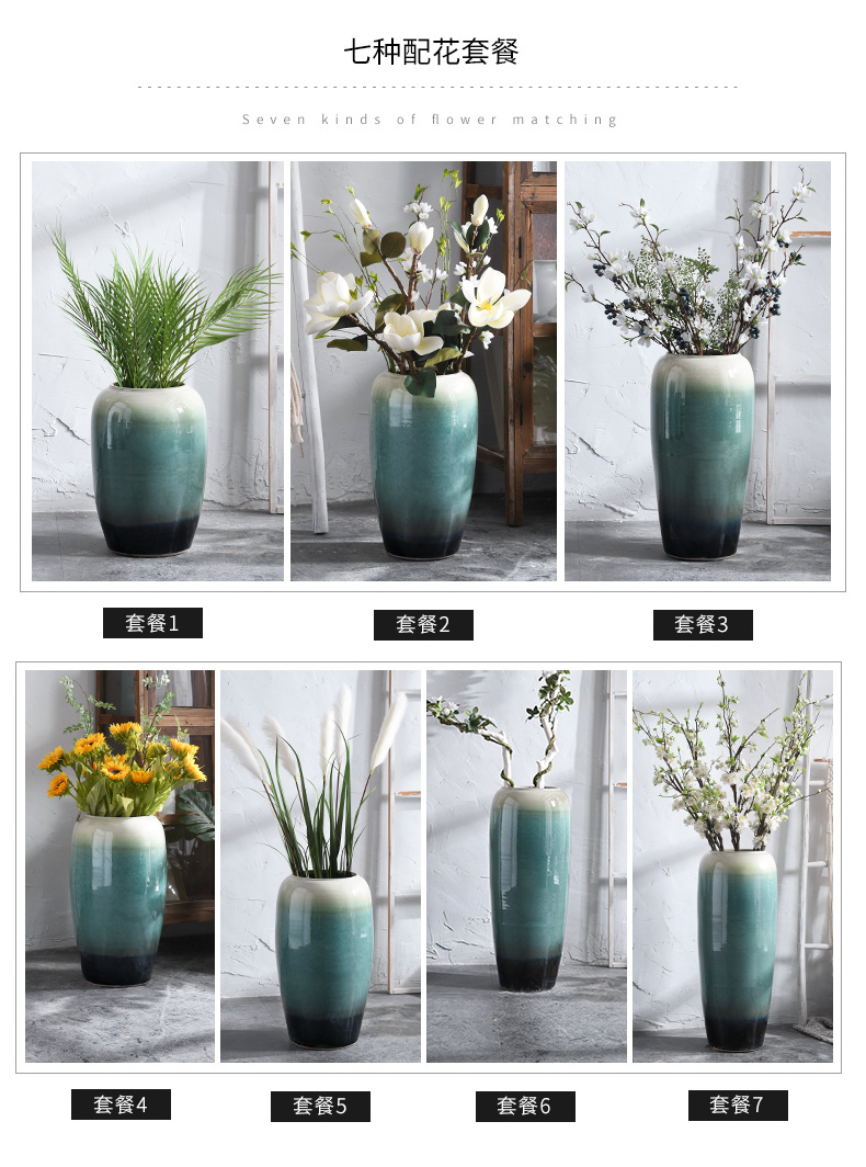The modern living room flower arranging dried flowers of jingdezhen ceramic vase landed large villa hotel TV ark, furnishing articles