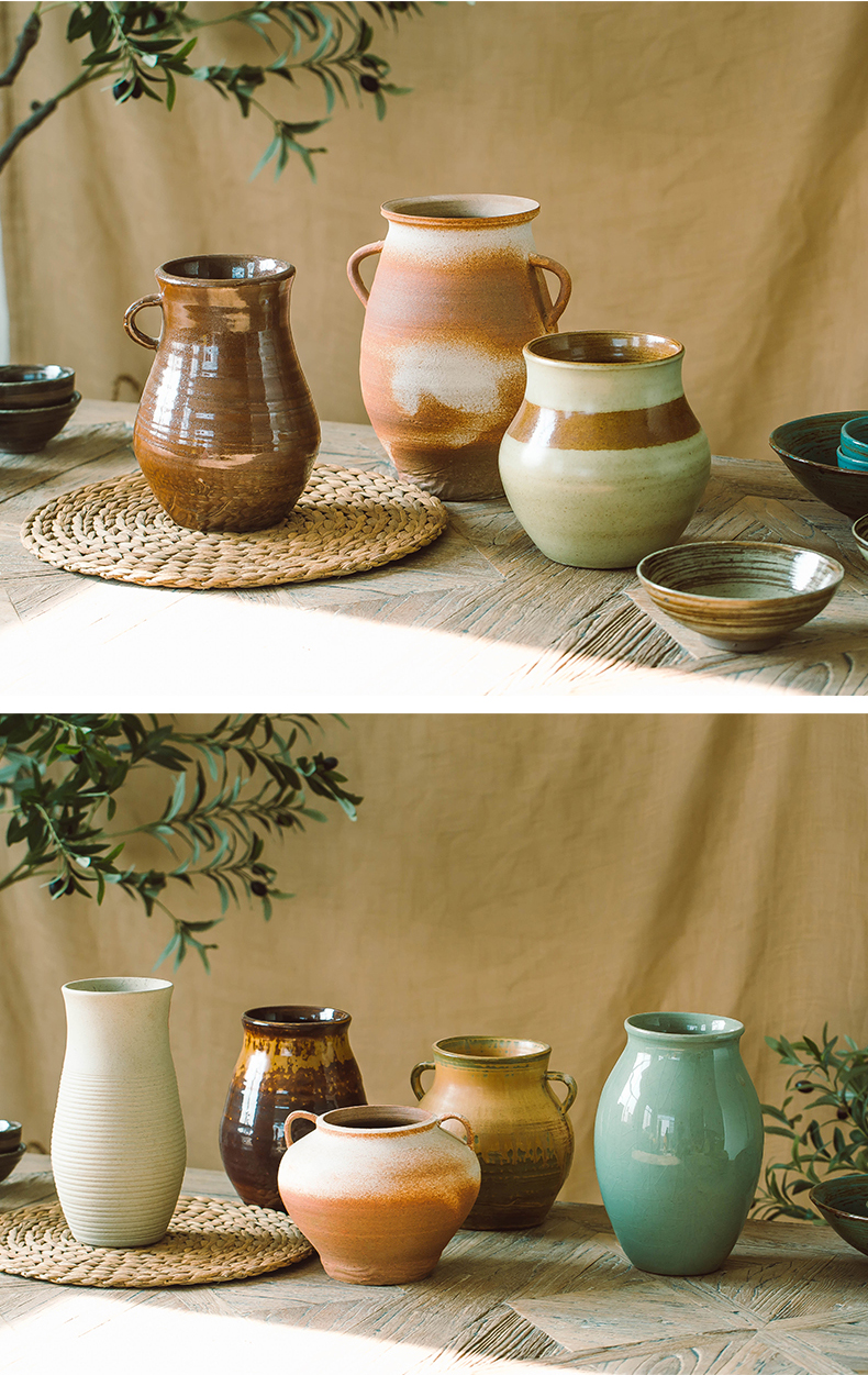 Retro legend POTS in dry flower vase manual rural idyll coarse pottery son hydroponic flowers is a kind of fleshy