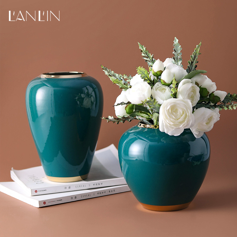 Ceramic vase dried flowers sitting room web celebrity small bottles of fresh flower arranging retro retro simulation flower POTS of household adornment furnishing articles