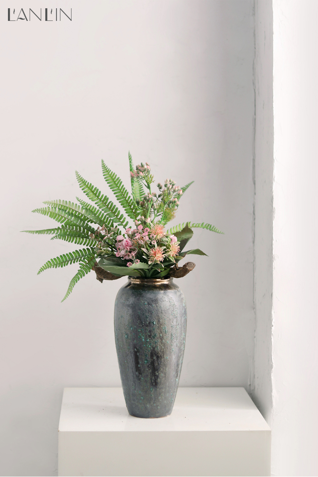 Ceramic vase coarse pottery flower arrangement sitting room adornment is placed big flower more meat flowerpot to restore ancient ways do old soil POTS