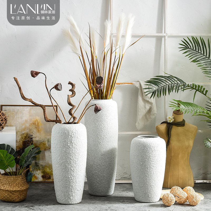 Ground vases, flower arrangement sitting room adornment I and contracted white creative home vase Nordic furnishing articles pottery restoring ancient ways