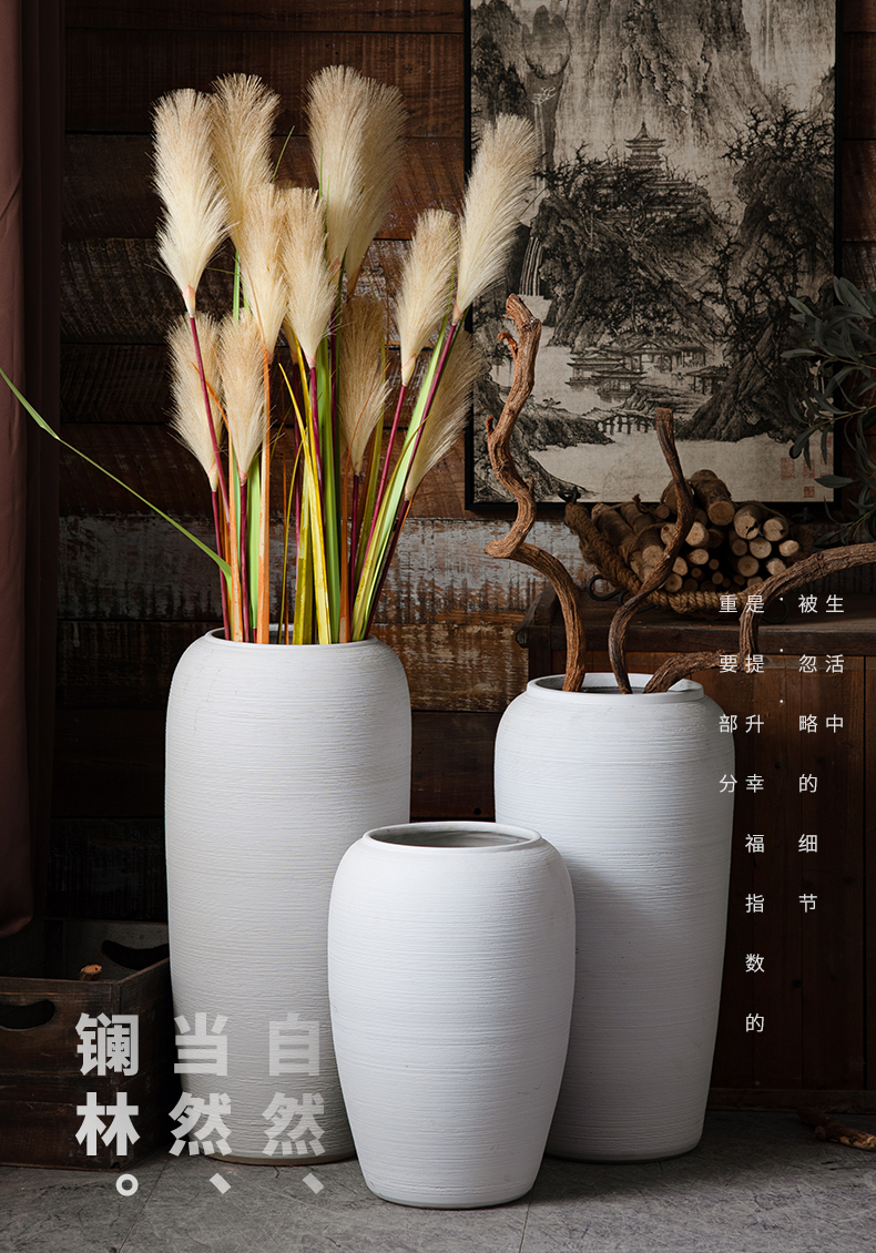 Jingdezhen landing big vase Nordic creative household dried flower adornment furnishing articles white contracted sitting room flower POTS