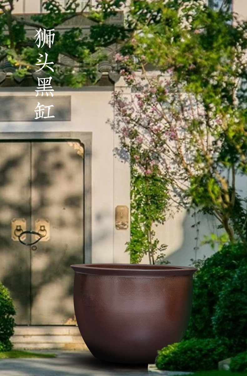 Jingdezhen crock tank yard lucky is suing landscape floor furnishing articles and old big cylinder water lily lotus flower pot