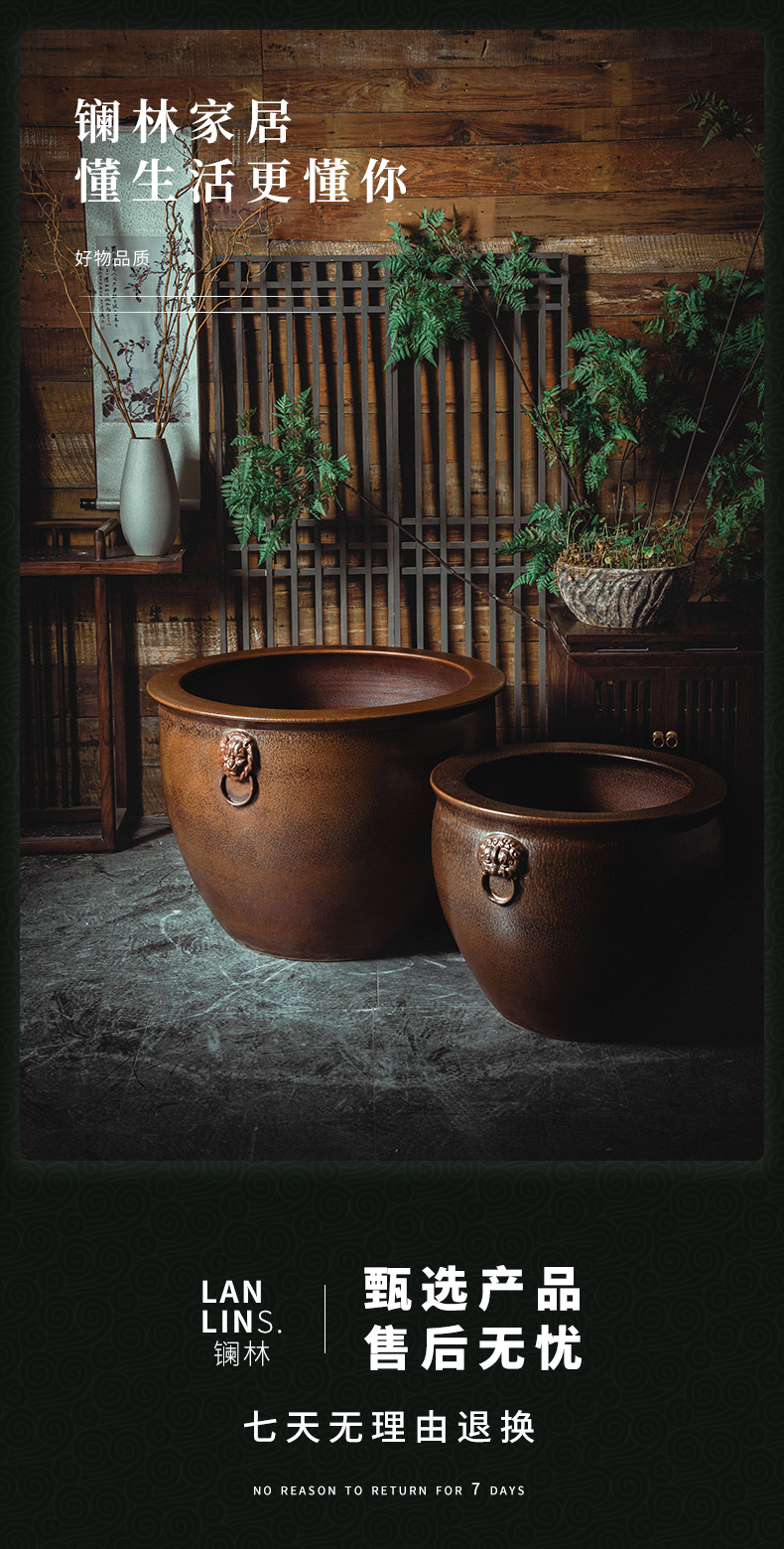 Jingdezhen ceramic VAT oversized flowerpot courtyard landscape furnishing articles fish old water basin of water lily cylinder