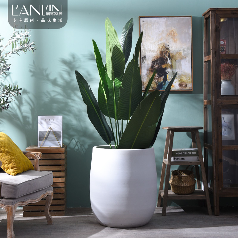 Nordic ceramic flower pot large landing clearance jingdezhen green plant furnishing articles contracted sitting room creative white vase cylinder