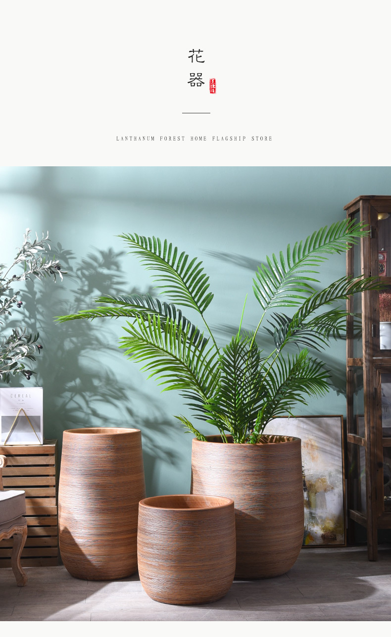 Ancient pottery Nordic contracted household adornment ceramic flower implement VAT vase furnishing articles dried flower decoration in the living room