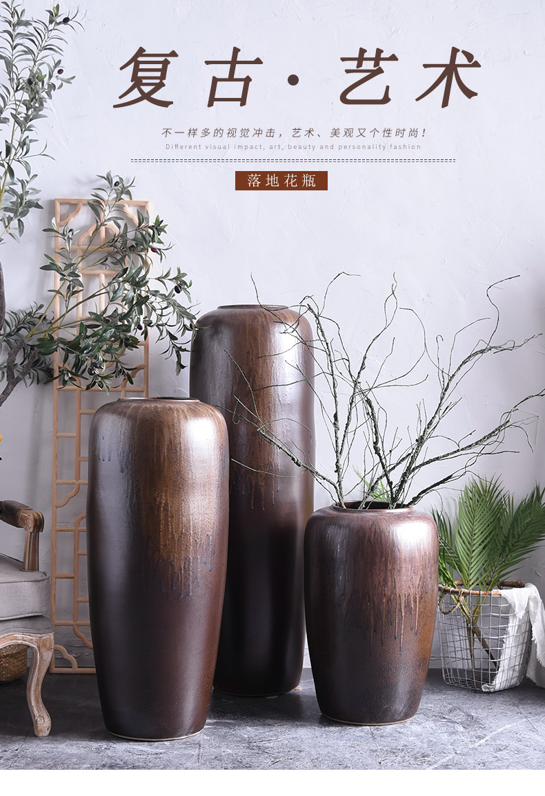 Restoring ancient ways furnishing articles sitting room ground ceramic vase flower arranging dried flower flower bouquet simulation TV ark, sample room decoration