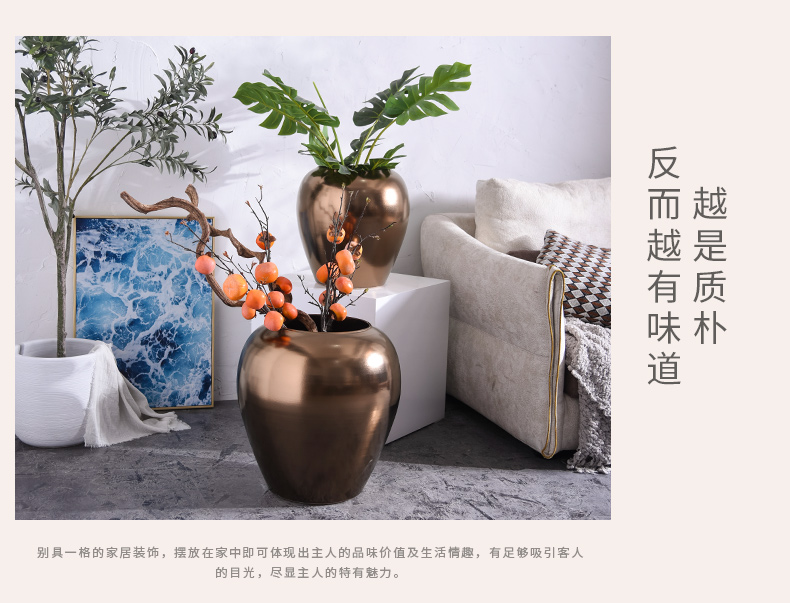 Creative modern Nordic dried flower decoration vase furnishing articles sitting room household jingdezhen landing large ceramic bottle arranging flowers