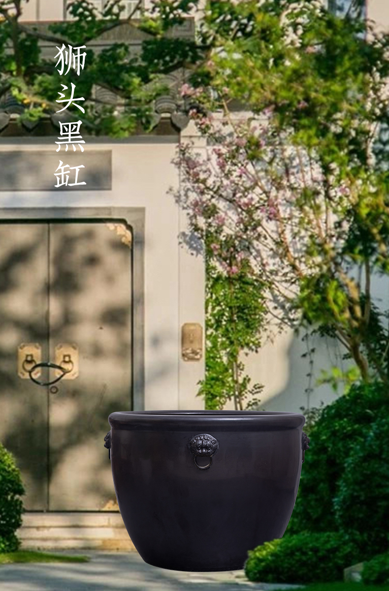 Jingdezhen earthenware VAT oversized old courtyard is suing landscape water lily basin crock tortoise fish pond cylinder