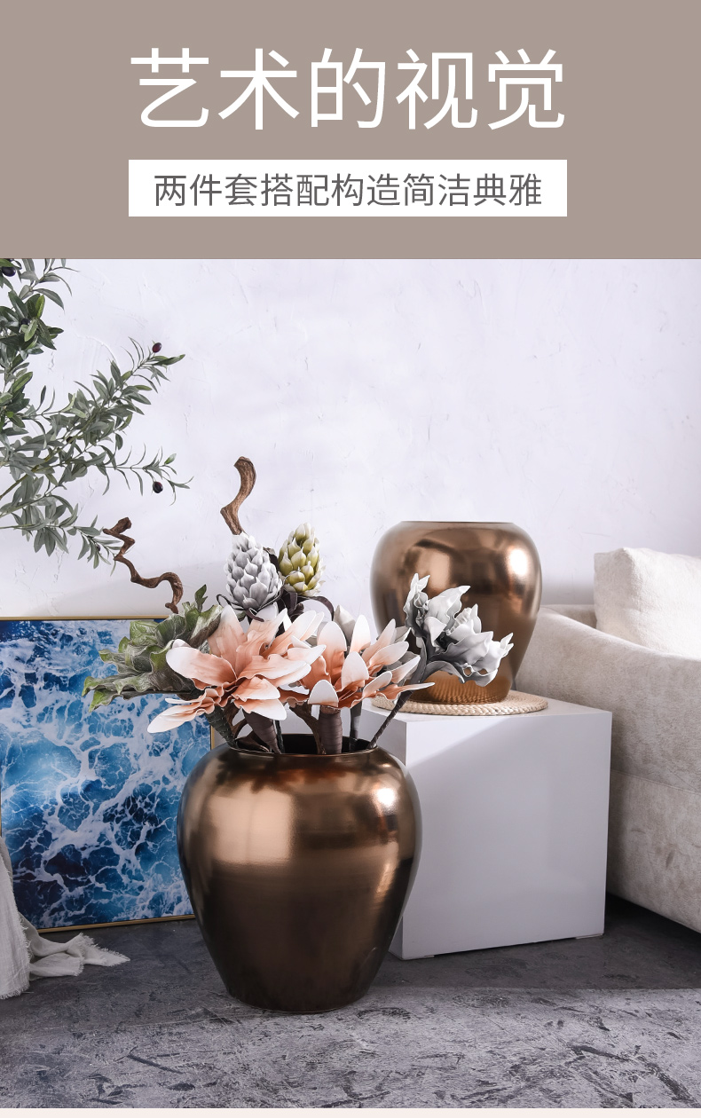 Creative modern Nordic dried flower decoration vase furnishing articles sitting room household jingdezhen landing large ceramic bottle arranging flowers