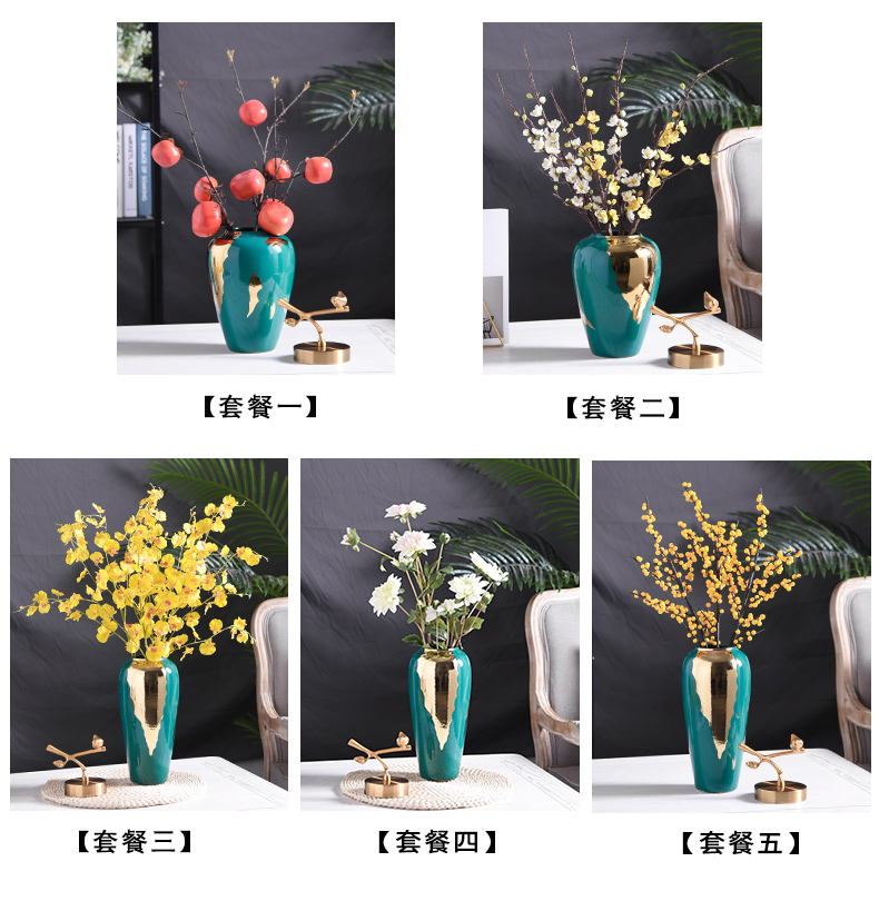 New Chinese style ceramic blackish green, floret bottle furnishing articles European style living room table vase dried flower flower implement home decoration