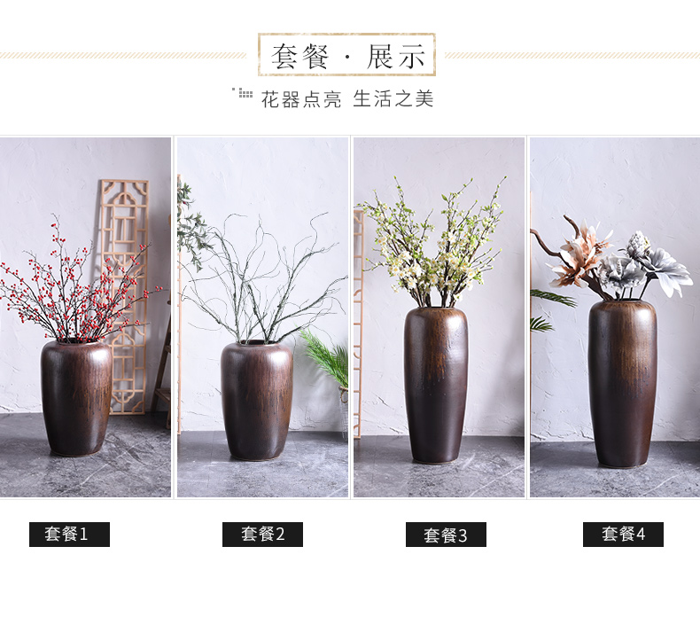 Restoring ancient ways furnishing articles sitting room ground ceramic vase flower arranging dried flower flower bouquet simulation TV ark, sample room decoration