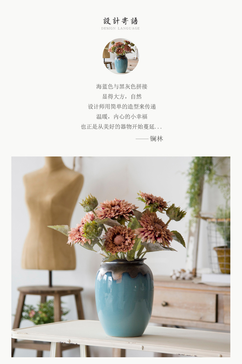 I and contracted mesa vase sitting room dry flower arranging flowers, flower implement fleshy flower pot American ceramic Nordic furnishing articles, restoring ancient ways